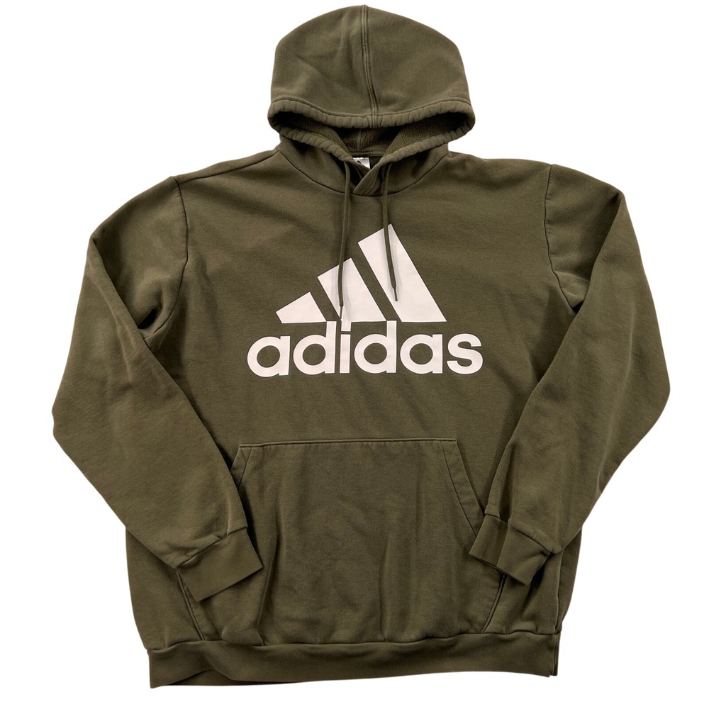 Adidas‎ Essentials Fleece Big Logo Hoodie Men XLT Olive Green Athleisure Sporty